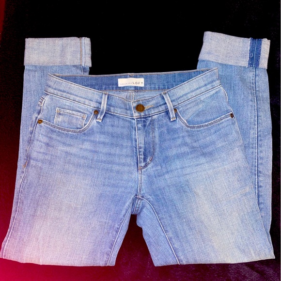 LOFT Relaxed Skinny Jeans with Cuffed Ankle - Picture 2 of 5